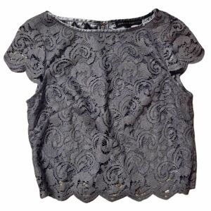 WHBL Gray Lace Blouse Size 4